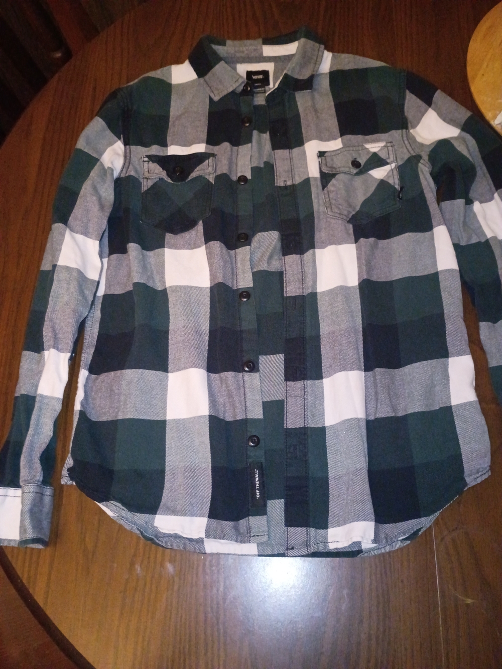 Men's Vans Plaid Button-Up Shirt - Green/Black/White